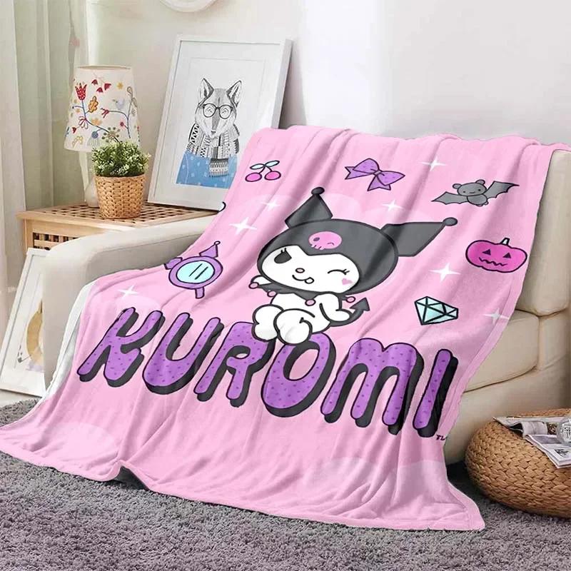 Hellor Kitty Kuromi Printed Blanket Kids Adult Blanket Soft and Warm Bedding for Bed Sofa Outdoor Travel Cover Blanket