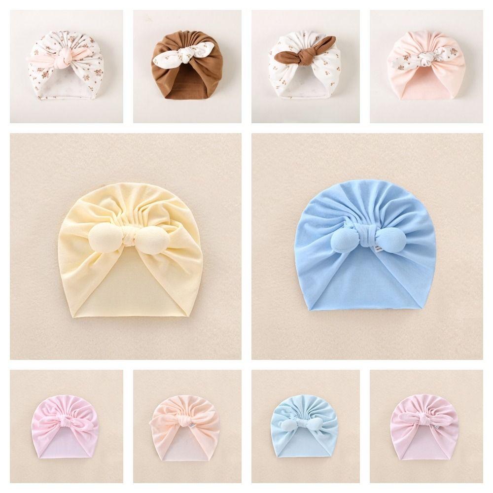 Cartoon Baby Fetal Cap 0-5 Months Newborn Turban Hat Windproof Boneless Muslin Hat  Toddler