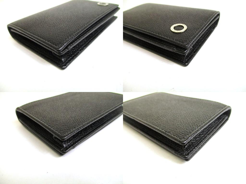 Authentic BVLGARI Black Grain Calf Leather Business Card Case Card Holder #a971  Open box
