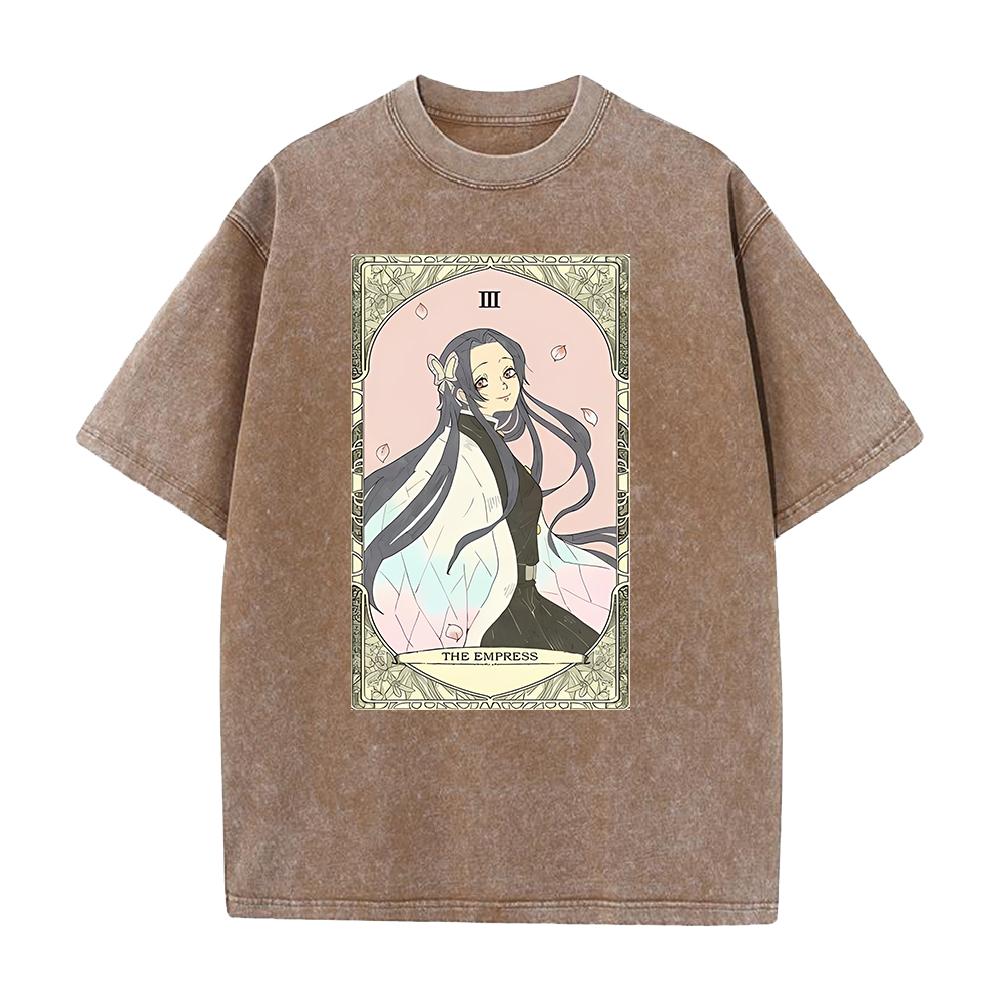Demon Slayer Kochou Shinobu Graphic Tshirt Men Women Clothing Short Sleeve Cotton T-shirts Washed Tee Harajuku Vintage T Shirt