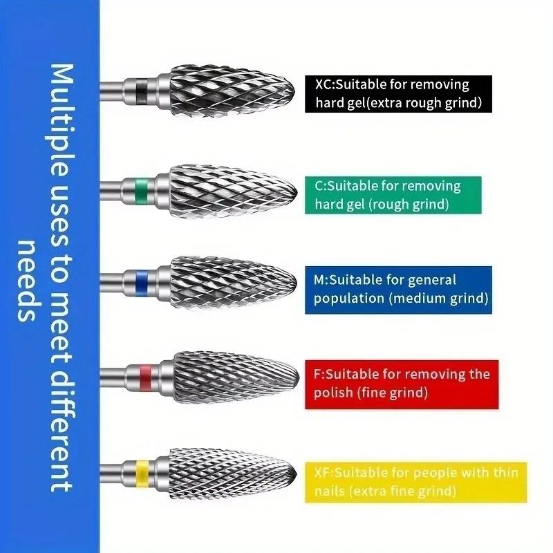 1/2/4/5PCS Tungsten Carbid Nail Drill Bits Electric Manicure Drill Accessory Milling Cutters for Nail Gel Remover Polish