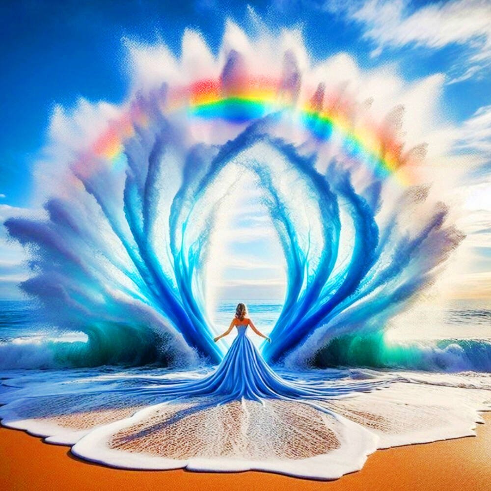 DIY Diamantmosaik Abendkleid Frau Voll Diamantmalerei Küstenlandschaft Heimdekorative Strasssteine