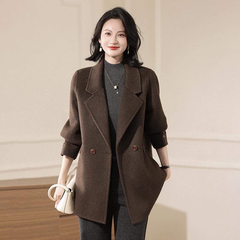 

2025 Double-Sided Wool Suit Collar Mid-Length Casual Coat S (90-120 jin)
