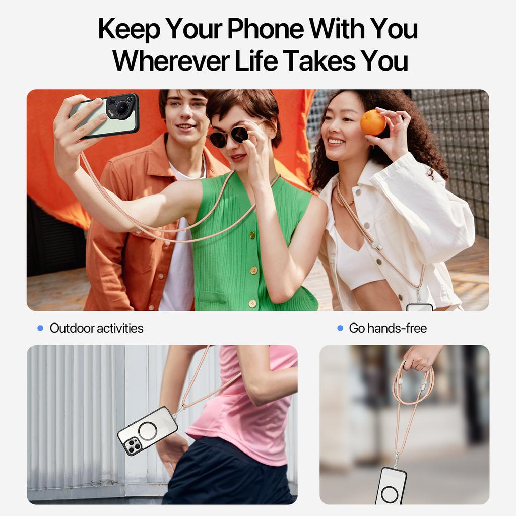 DUX DUCIS PLAZ Series 146cm Phone Lanyard Polyester Crossbody Strap Neck Rope with Tether Tab