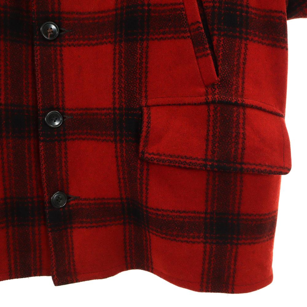 VINTAGE 40s 50s Hand warmer pocket Mackinaw Buffalo Check Pattern wool Hunting jacket Men's Used