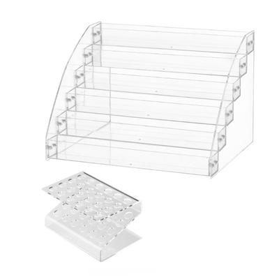 Nail Polished Holder with 6 Layers Clear Acrylic Display Shelf Brush Holder Space Saving Designs for Salon and Home Use