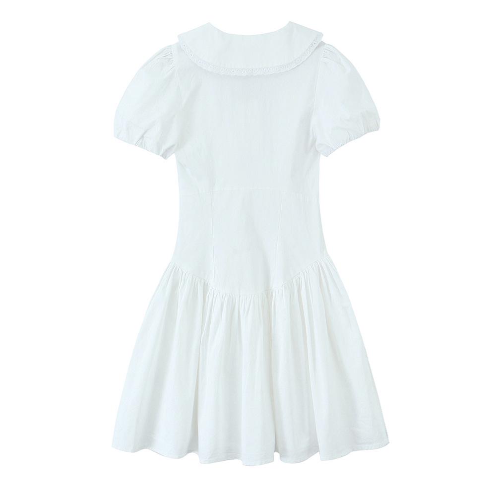2025 Spring/Summer Slim Fit V-Neck Lace Patchwork Dress - Sweet Princess Style for Women