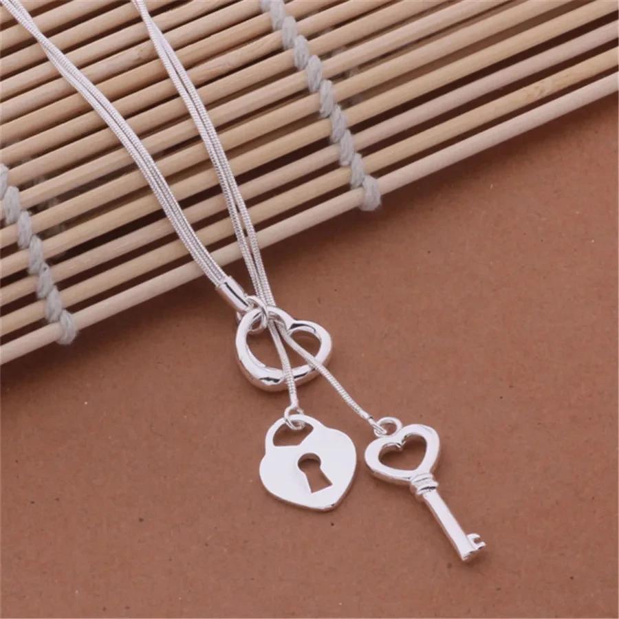 High-quality Copper Luxury Key Love Heart Chain Necklace For Women Wedding Fashion Versatile Jewelry Couple Gifts