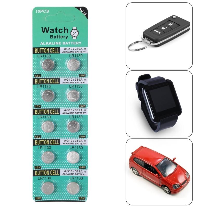 10PPpcs LR1130 AG10 Coin Cell Batteries 1.5V Button Battery High Energy Output for Toy, Watches, Calculators, Remotes