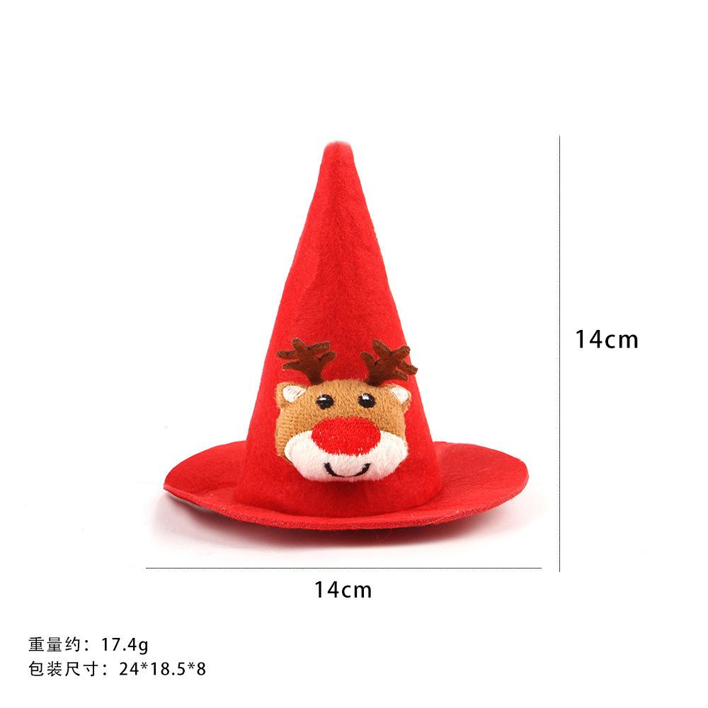 Pet Christmas Hat Three-dimensional Pointed Hat Decorative Hat Plush Cartoon Doll Christmas Pointed Hat Cat Headdress