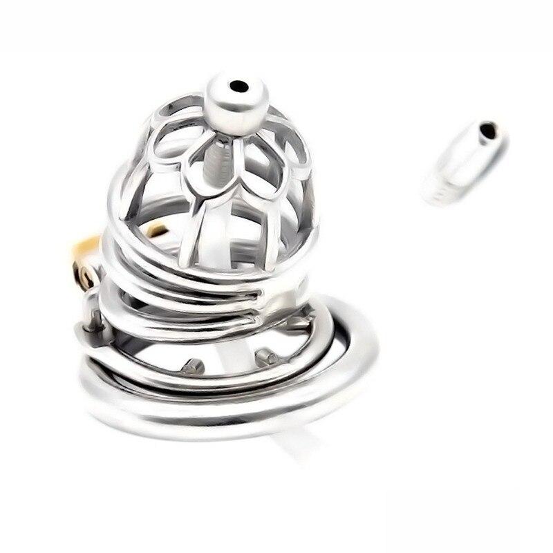 CB Lock for Men Stainless Steel Penis Cage Adult Sex Toy Cock Cage Cockring BDSM Slave Chastity Fetish Urinary Catheter