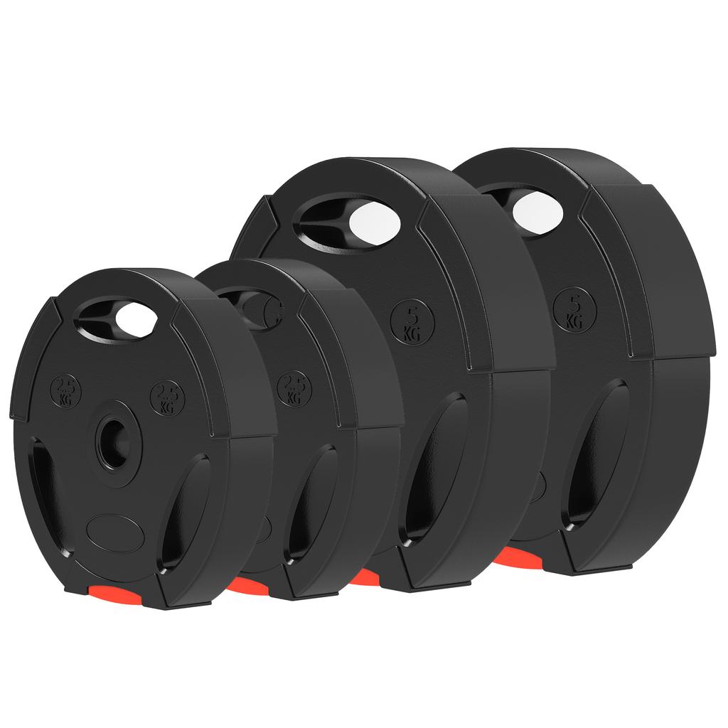 Weight Plates Set, with Two 5kg and Two 2.5kg Weights, Black