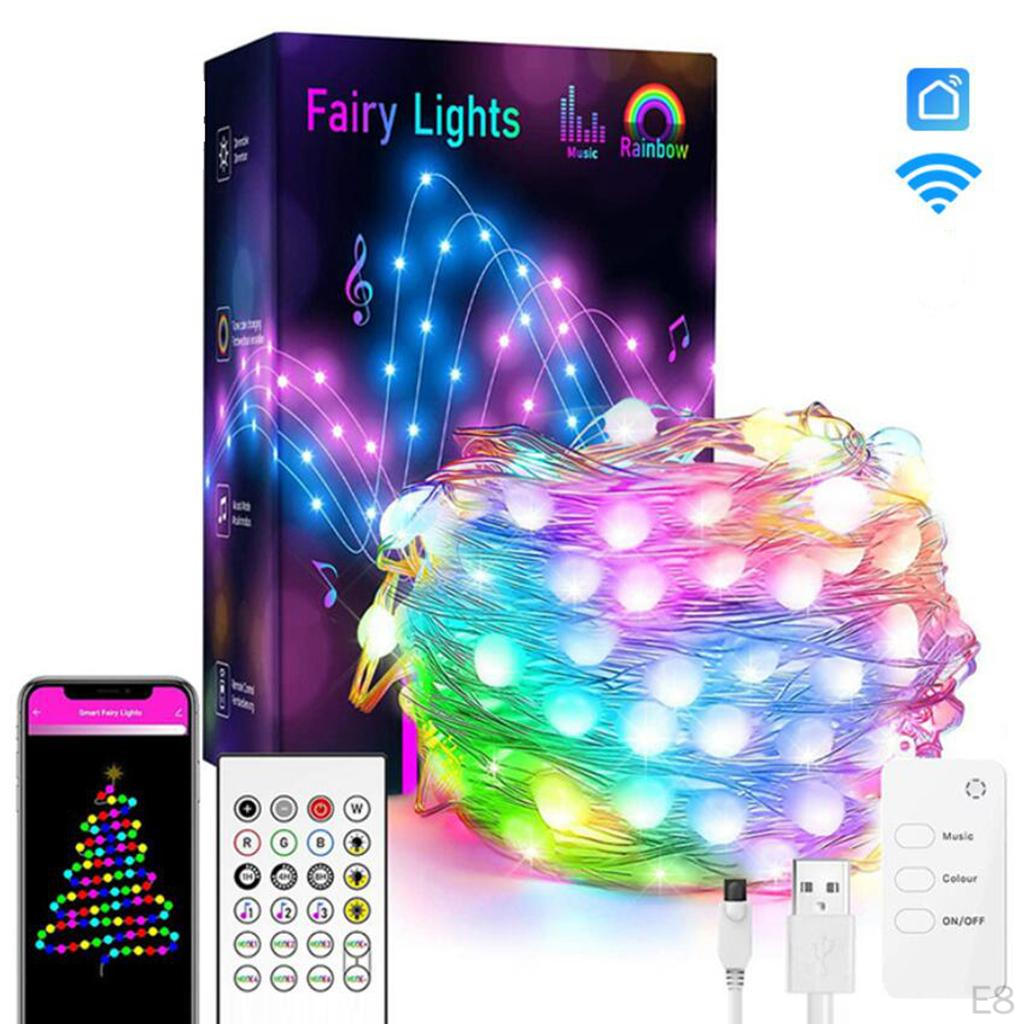 LED RGB 5 Modes Three Music with Remote Control Timing Lamp for Outside Wedding Christmas Tree