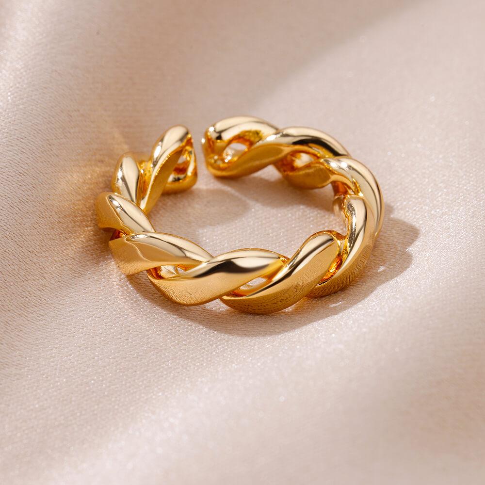Stainless Steel Rings for Women Gold Plated Adjustable Couple Ring New In Accessories Aesthetic Waterproof Zircon Anillos Mujer