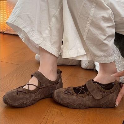 Neue Herbst-Sneaker für Damen mit niedrigem Absatz, runder Zehenpartie, flachem Mesh-Einsatz, rutschfestem Riemen und hoher Strapazierfähigkeit.