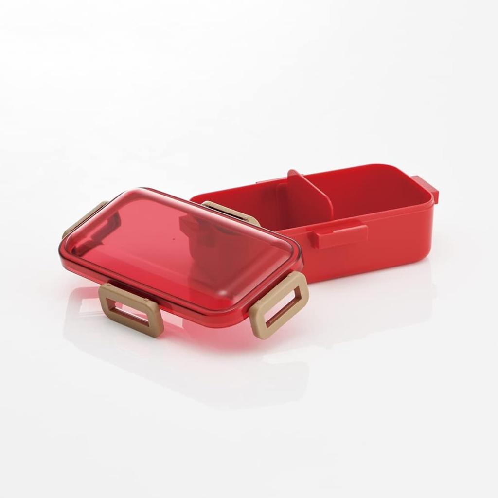 Skater Bento Single Made In for with Locking for Dishwasher and Microwave Cherry Red Box, 530ml, Tier, Japan, Women, 4-Point Leak-Resistant Storage,