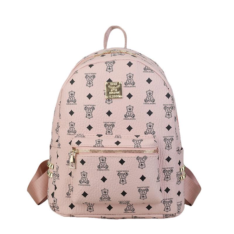 2025 Retro Ayıcık Baskılı Sırt Çantası - Geniş Kapasiteli Kadın Okul Çantası