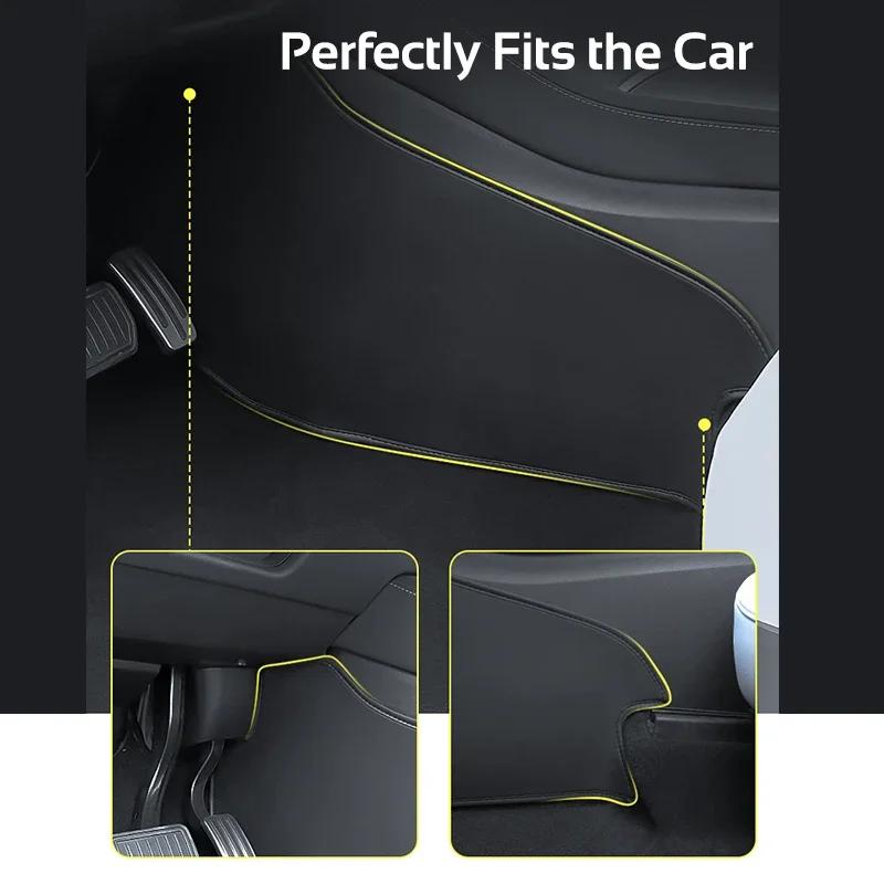 For Tesla Model 3 Y 2021-2026 LHD Center Console Two Side Anti Kick Pad Protector PU Leather Sticker Foot Cover Car Accessories