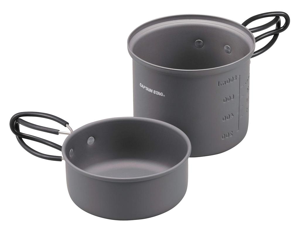 CAPTAIN STAG Outdoor Camping Cooker Cooker Set Aluminum Hard Anodized Solo Cooker Set with Storage Bag M Size Trekker UH-4107