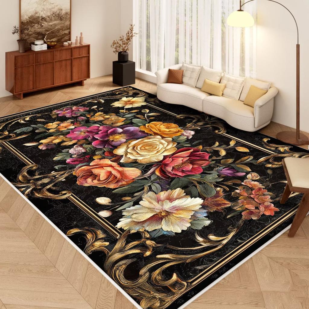 Nordic Abstract Living Room Carpet Flower Plant Decoration Bedroom Bedside Soft Large Rugs Lounge Non-slip Washable Floor Mat