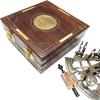 Antique J.Scott Navy Brass Sextant Handmade Wooden Box Vintage Nautical Ship Sextants, 5 Inch, Bronze