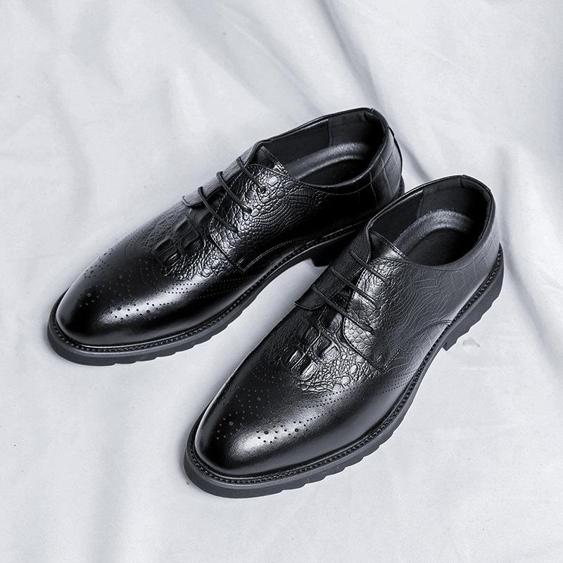 

Британские остроносые кожаные туфли мужские деловые туфли с крокодиловым узором повседневные свадебные туфли для жениха 66783-R 38 чёрный