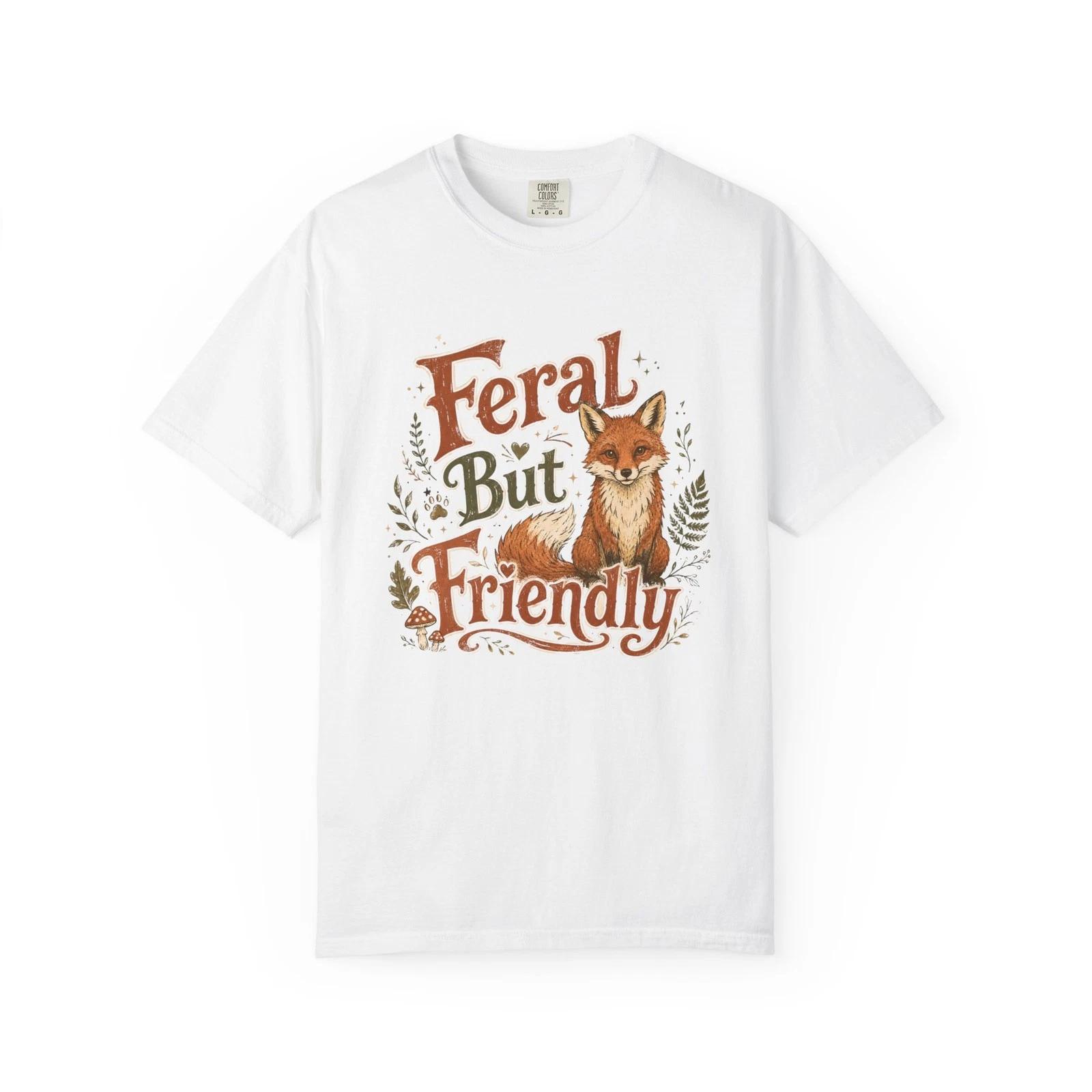 Feral But Friendly Fox T-T-Shirt | Cute Fox Illustration 4XL