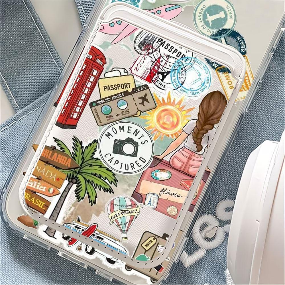 Modisches Tourismus-Label Für Magsafe-Geldbörse Magnetischer Kartenhalter Handyhülle Für iPhone 16 13 16 15 12 14 17 Pro Max 16E Plus Abdeckung