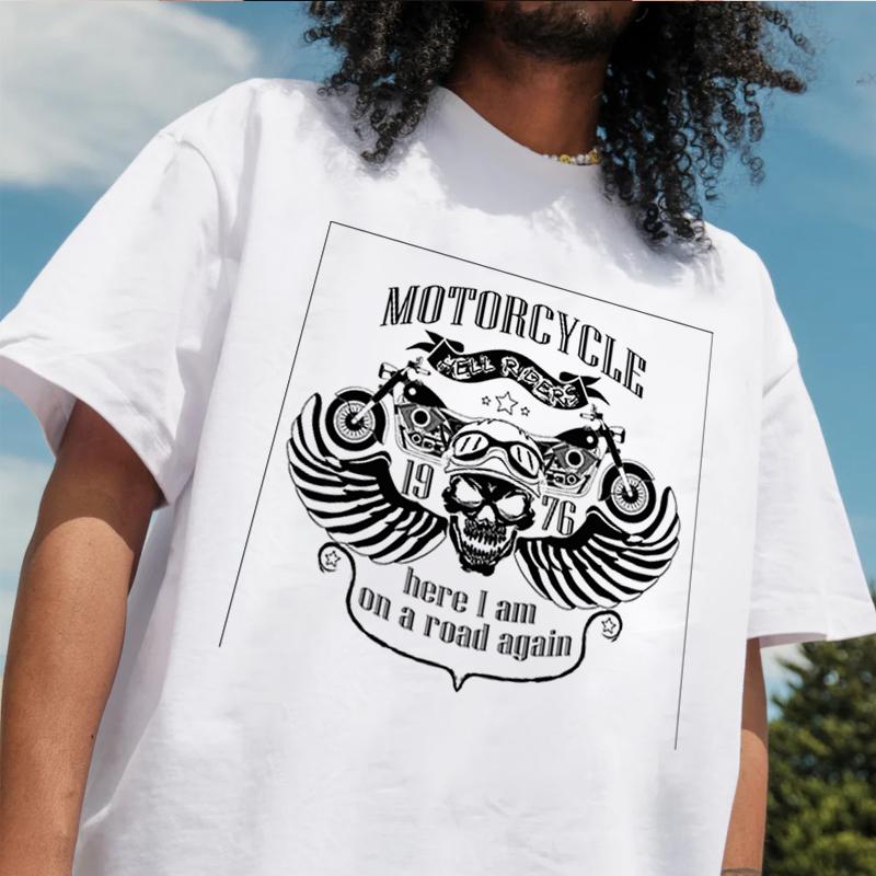 Skull Rider Motorcycle Tshirt 100 Cotton ONeck T Shirt Fashion Short Sleeve Mens Tees Graphic Tshirts