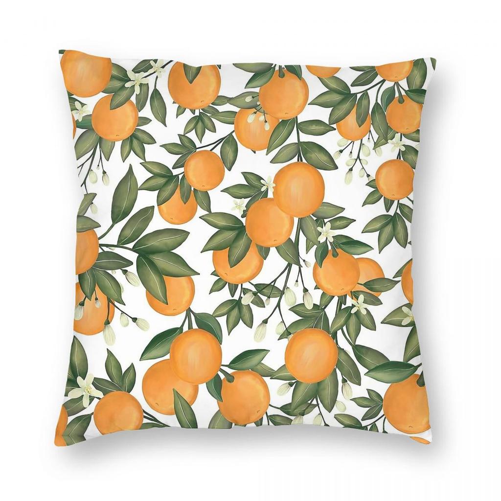 Citrus Love Orange Clementine Pillowcase Polyester Linen Velvet Printed Zip Decorative Pillow Case Sofa Seater Cushion Cover