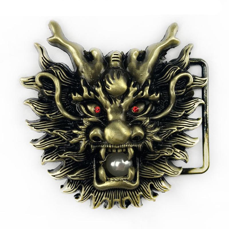 Trendy Zinc Alloy Panlong Dragon Cowboy Belt Buckle - Retro Western Style древний золотой
