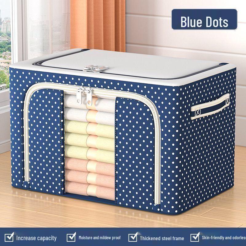 Foldable Oxford Cloth Storage Box with Steel Frame - Large Capacity for Clothes and Quilts