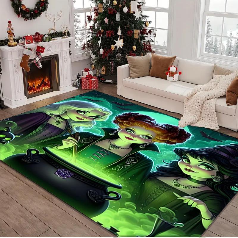 1PC Rug Witch Sisters In The Moonlight Carpet, Chair Rug,Area Rug for Office Bedroom Living Rooms Bedroom, Doormat Decor Christmas Fan Gifts
