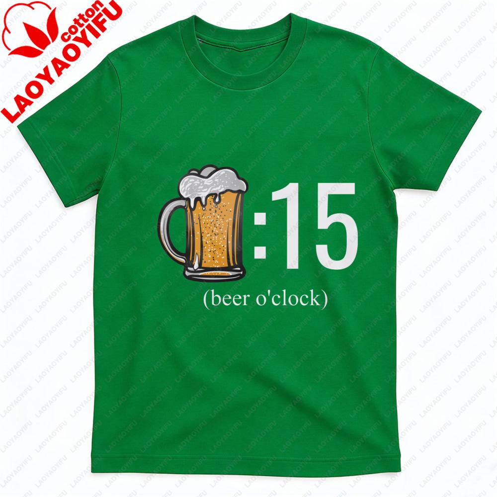 Beer Oclock Men TShirt Cotton Summer T Shirt Casual Fashion Tee for Men with Beer Mug Design Perfect Gift for Party