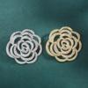 European and American Fashion Gold-Plated Copper Rose Brooch with Zirconia for Weddings