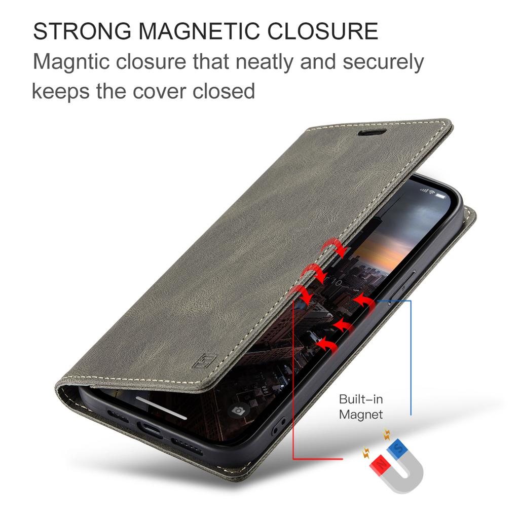 For iPhone 14 Pro Vintage Leather Flip Wallet Case with RFID Blocking Card Slot, Matte Retro Folio Cover for Women Men (4 Colors)