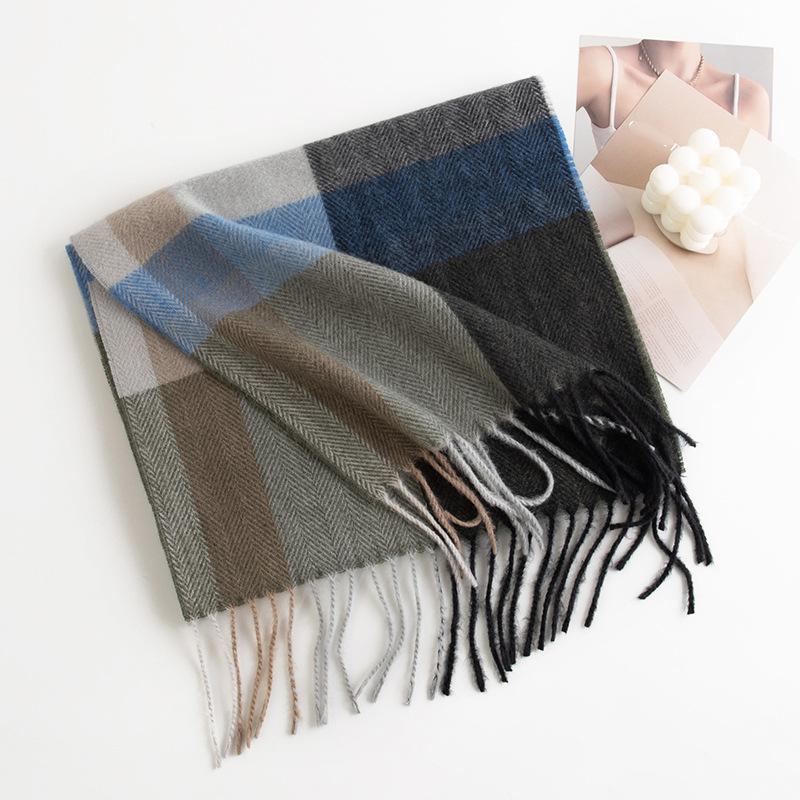 Imitation Cashmere Plaid Scarf for Women Atmosphere Fashionable and Versatile Cold Proof and Warm Scarf Shawl
