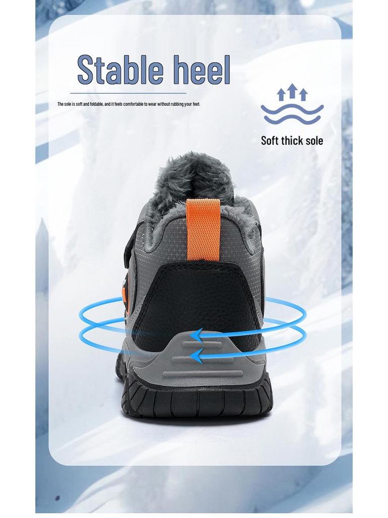 Boys' Fleece-Lined Winter Hiking Shoes – Warm, Non-Slip Sports Footwear for Kids