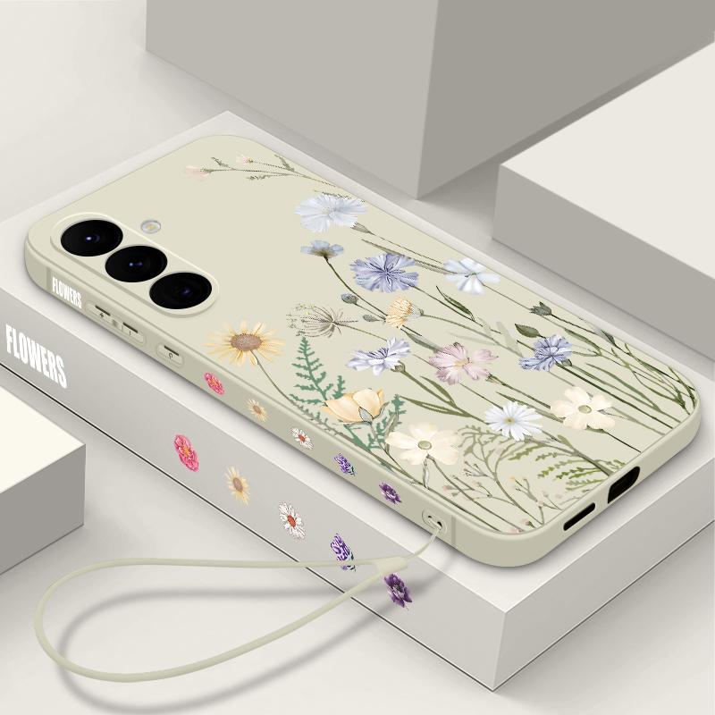 

Чохол-шнурок з квітковим принтом для Samsung Galaxy S25 Ultra S24 S23 S22 Plus S21 FE A15 A16 A35 A36 A54 A55 A56 5G Протиударний М який TPU Силіконовий Чохол Samsung Galaxy A16 білий