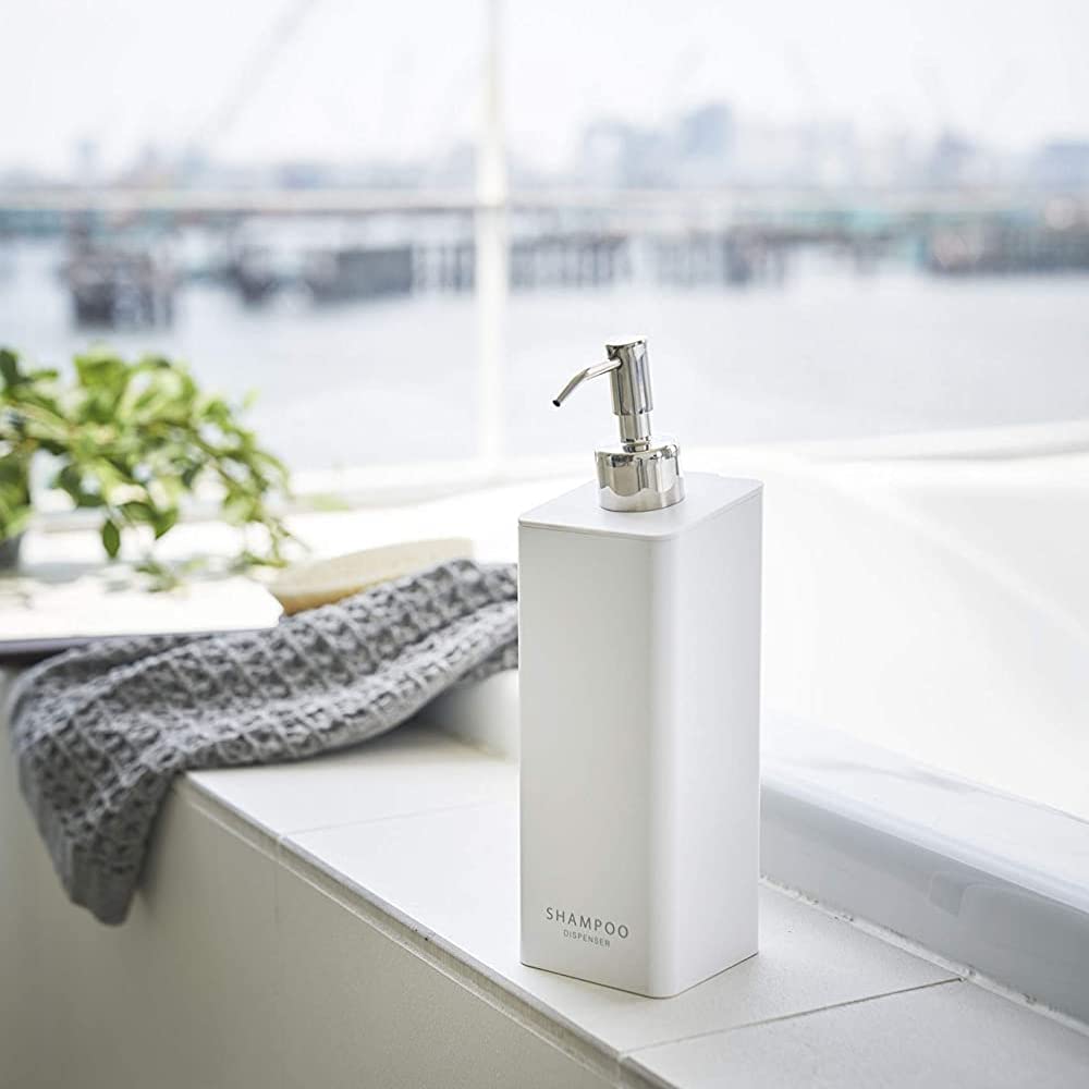 Yamazaki Tower Magnetic Dispenser of Magnetic Refillable Bottles for Shampoo and 4258 and 4260 Two-Way (Set 2) - Conditioner, White,