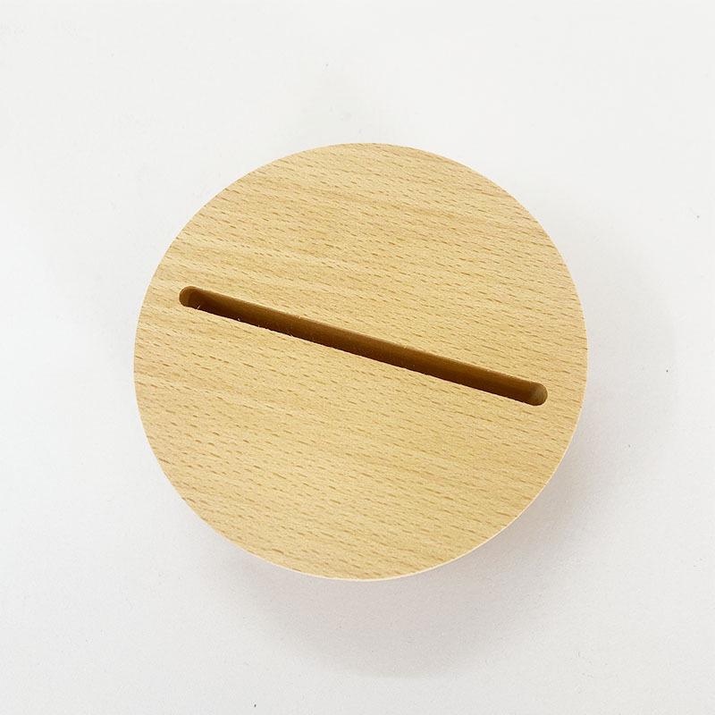 Beech Wood LED Luminous Acrylic Base Night Light Plug-in Stand
