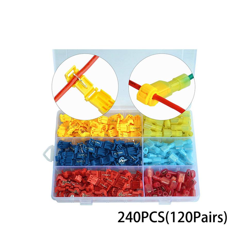 240x 22-10 AWG T-Tap Quick Insulated Splice Wire Terminal Connectors Combo Kit