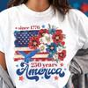 America 250 Years T Shirt Since 1776 US Flag Eagle Floral Graphic Tee Patriotic