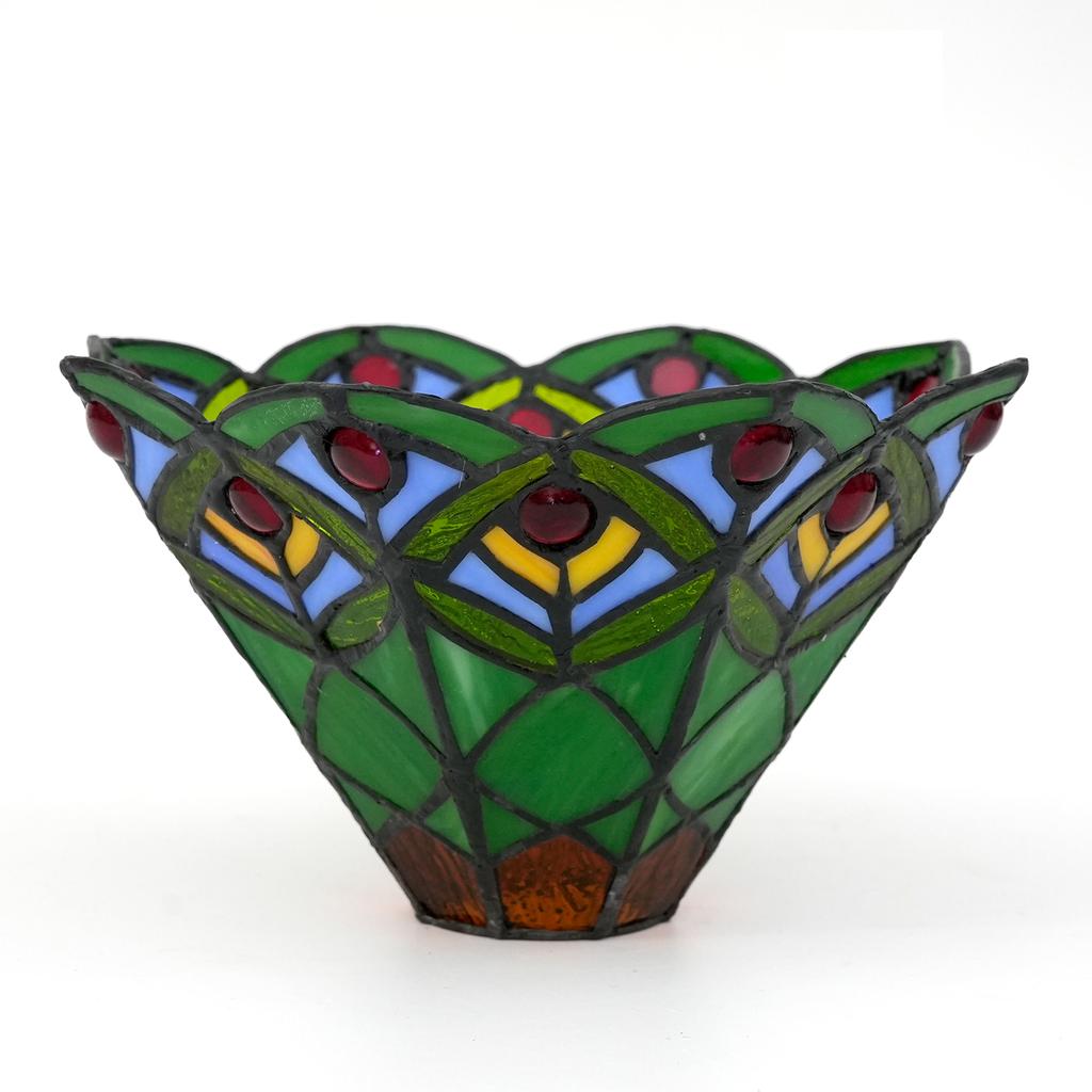 8 Inch Creative Stained Glass Peacock Lampshades Replacement, Only Handmade Phoenix Tail Vintage Lamp Shade, for Pendant Light