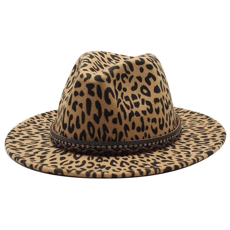 Leopard Woolen Top Hat Jazz Hat
