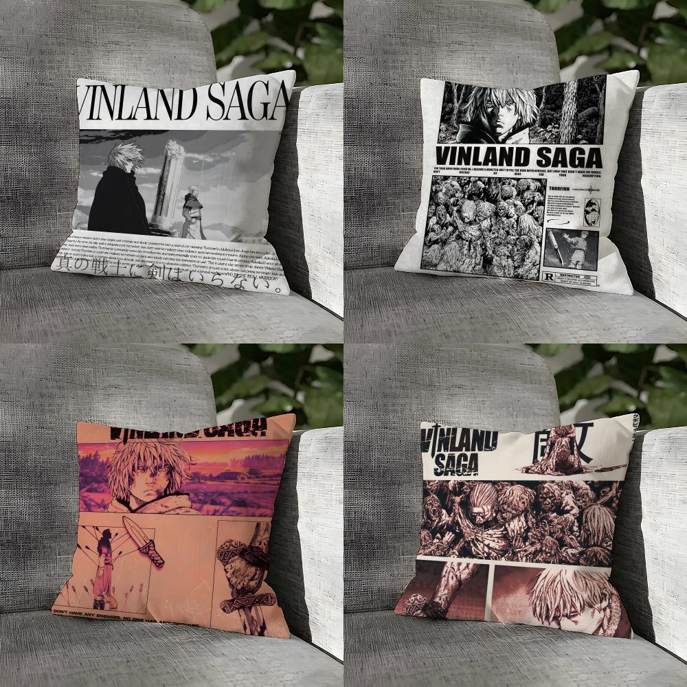 Cartoon Comic V-Vinland Sagapc 2 Pillow Case Natural Linen Organic Fabric Double-Sided Printing Sofa Home Decor Gift Pillow Case