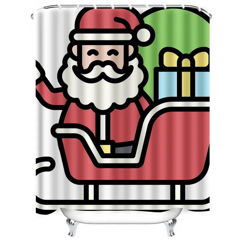 GAETU Christmas Santa Claus Shower Curtain Festive Holiday Bathroom Decor Waterproof Fabric Xmas Home Decor Gift Idea
