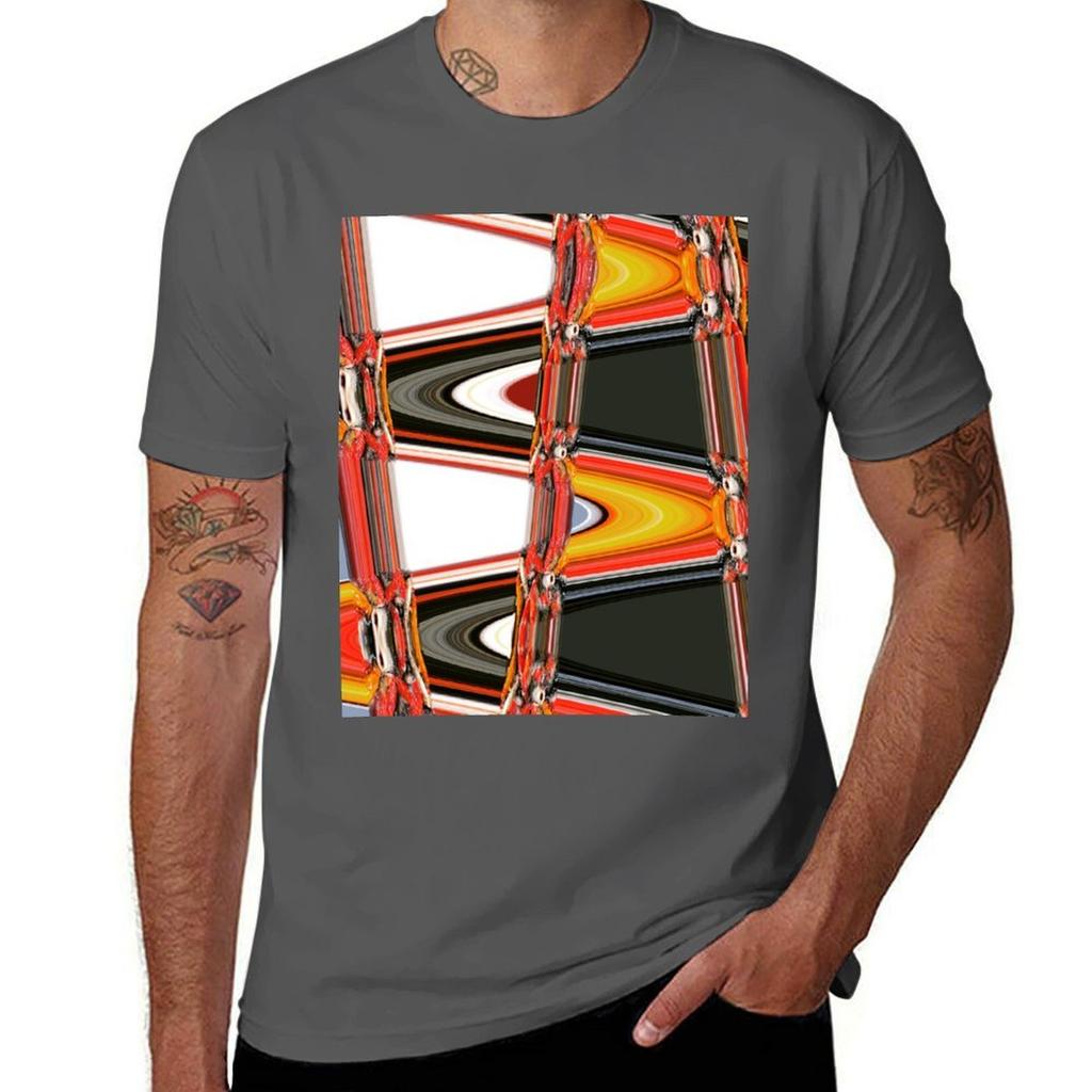 Illusional Waves Red Tshirt Work Wear Breathable Tee