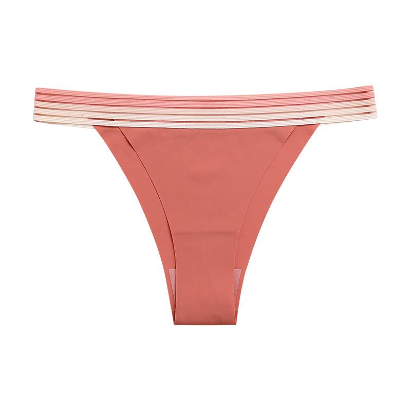

Foreign trade sweet underwear seamless non-clip hip mesh stitching ice silk low waist fitness breathable sports briefs XL кавун червоний колір