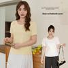 Women's Plus Size Lace Round Neck Two-Piece Look T-Shirt - Short Sleeve, Loose Fit 